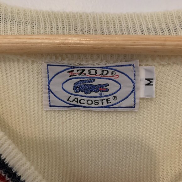 Vintage Lacoste V-Neck Pullover - Size M - Picture 3 of 5